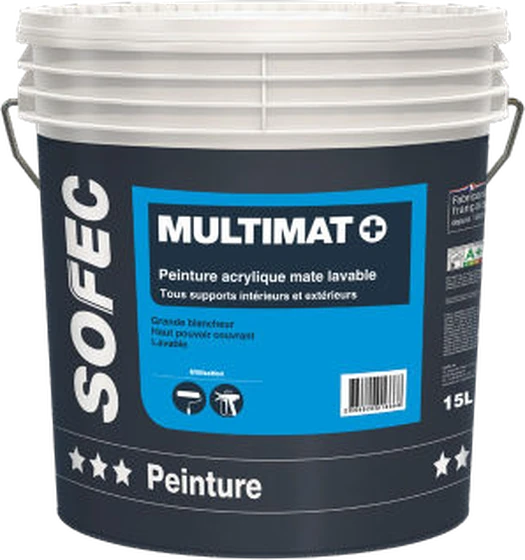 Sofec Multimat Plus - Peinture acrylique mate lavable intérieur et extérieur